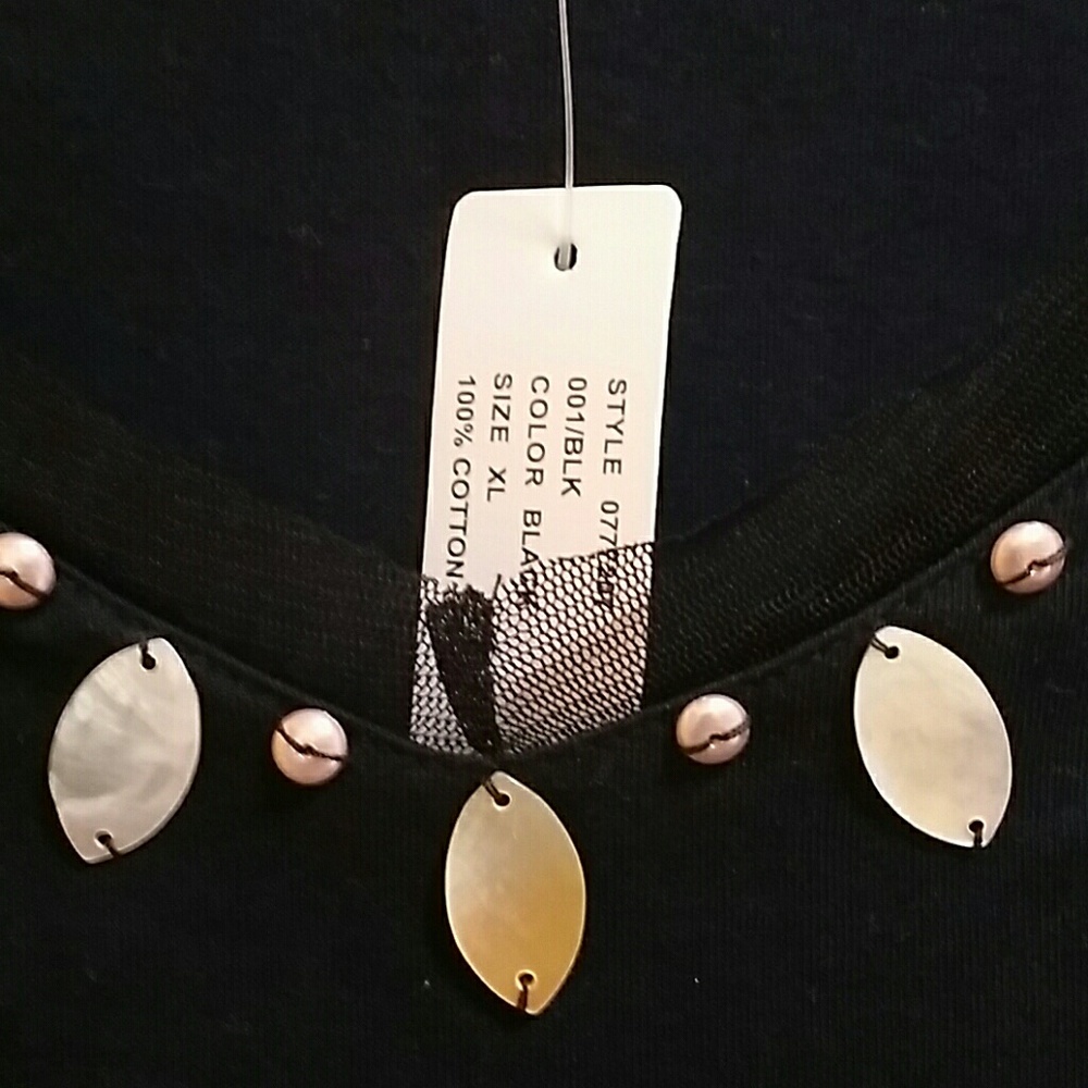 2 for $22--August Silk T-Shirt w/ Abalone & Lace - Picture 5 of 7